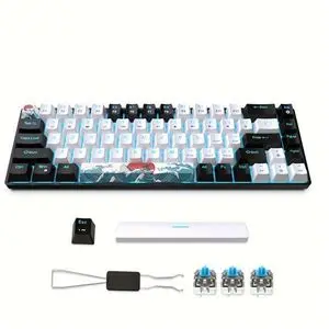 Pc Gamer, Teclado Mecanico, Teclado Mecánico Ergonómico Hxsj"Diseño Elegante " Para Juegos - 68 Teclas Con Interruptores Azules, Reclado, Cable USB