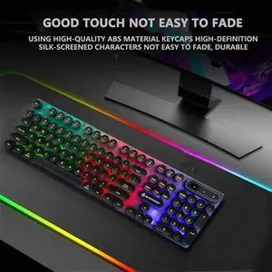 Teclado Para Computadora, Teclado Mecanico, Teclado USB Para Juegos Con Cable De Escritorio, Teclados Gamer, Teclado Retroiluminado LED De Color